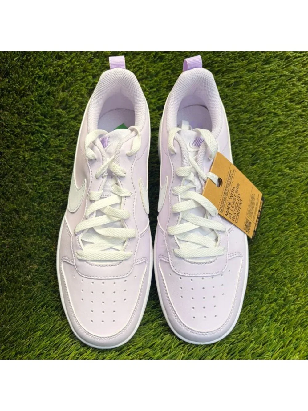 Nike Court Borough Low Girls Size 7Y Purple White Athletic Leather Shoes Sneaker